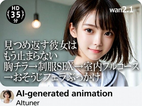 【3DCG】【35分HD】見つめ返す彼女はもう止まらない──胸チラ→制服SEX→室内フルコース→おそうじフェラぶっかけ❤｜評価5.00